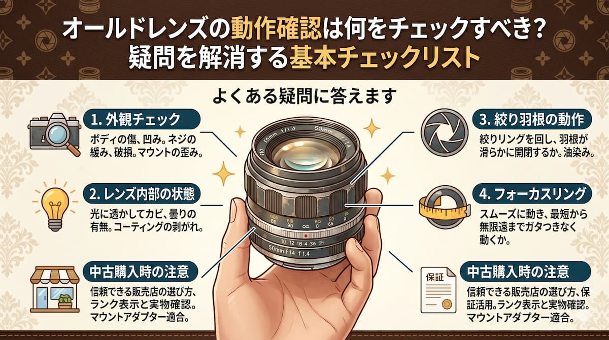 オールドレンズの動作確認は何をチェックすべき？疑問を解消するリスト